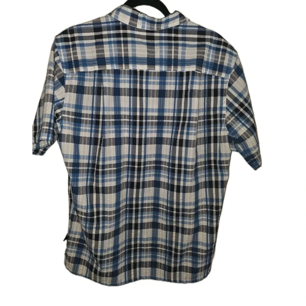 Patagonia Puckerware Men's Shirt White Black Blue Plaid Sz M Gorpcore